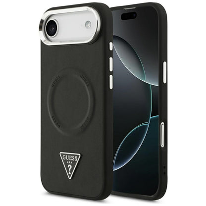 Custodia MagSafe per Apple iPhone 17 Air, Guess, Logo Triangolo, Nera Argentata