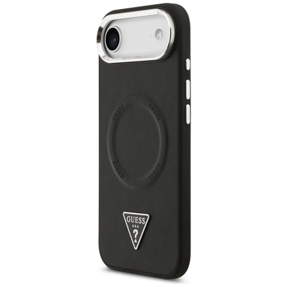 Custodia MagSafe per Apple iPhone 17 Air, Guess, Logo Triangolo, Nera Argentata