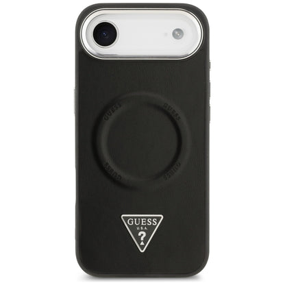 Custodia MagSafe per Apple iPhone 17 Air, Guess, Logo Triangolo, Nera Argentata