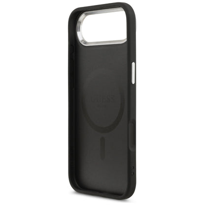 Custodia MagSafe per Apple iPhone 17 Air, Guess, Logo Triangolo, Nera Argentata