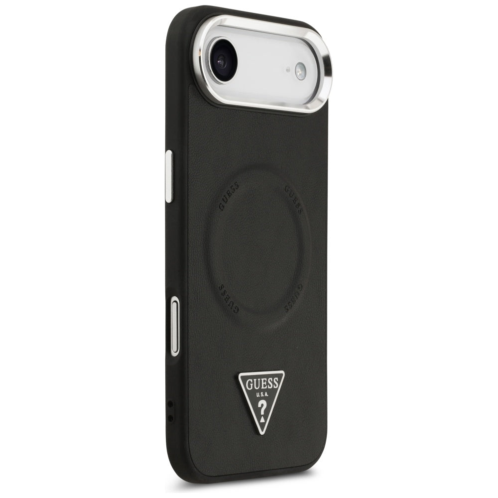 Custodia MagSafe per Apple iPhone 17 Air, Guess, Logo Triangolo, Nera Argentata