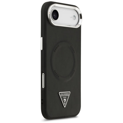 Custodia MagSafe per Apple iPhone 17 Air, Guess, Logo Triangolo, Nera Argentata