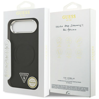 Custodia MagSafe per Apple iPhone 17 Air, Guess, Logo Triangolo, Nera Argentata