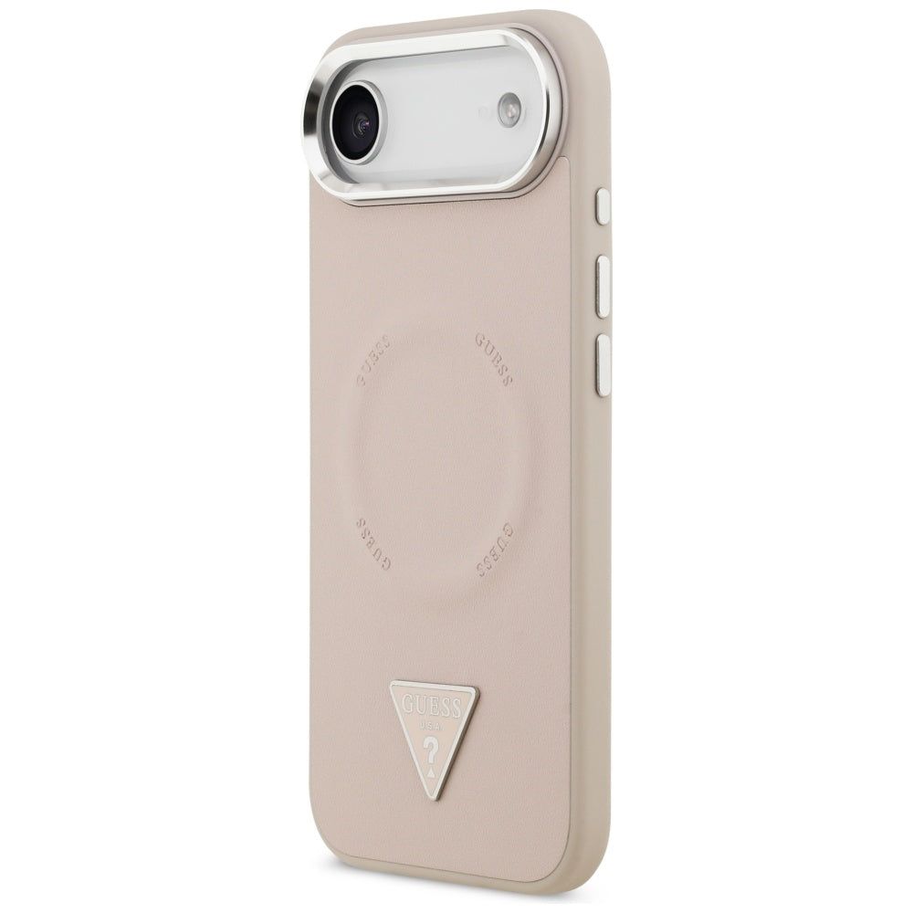 Custodia MagSafe per Apple iPhone 17 Air, Guess, Logo Triangolo, Rosa Argentata