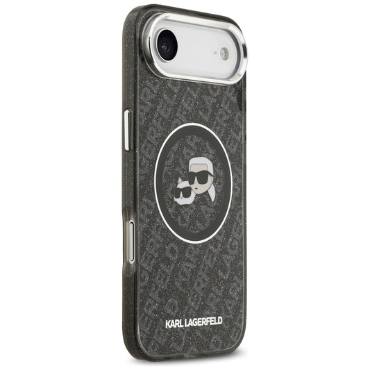 Custodia MagSafe per Apple iPhone 17 Air, Karl Lagerfeld, IML Glitter Karl & Choupette's Heads, Nera