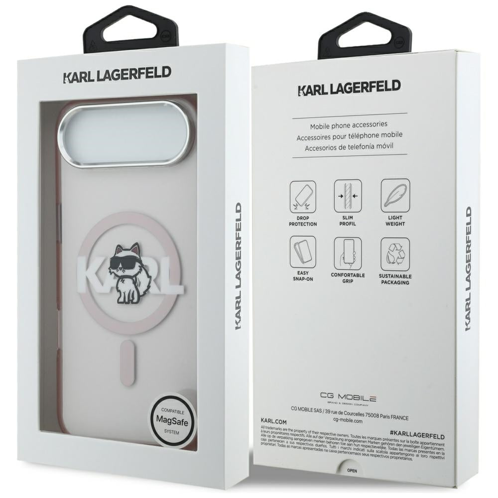 Custodia MagSafe per Apple iPhone 17 Air, Karl Lagerfeld, IML Sketch Logo Choupette, Rosa