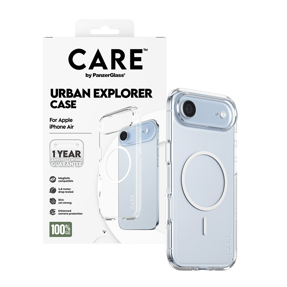 Custodia MagSafe per Apple iPhone 17 Air, PanzerGlass, Care Urban Explorer, Trasparente Bianca