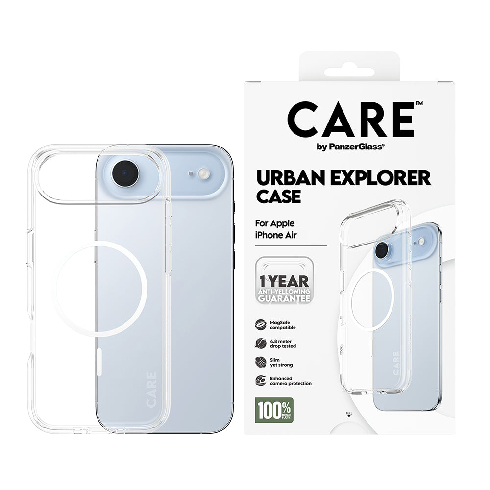 Custodia MagSafe per Apple iPhone 17 Air, PanzerGlass, Care Urban Explorer, Trasparente Bianca