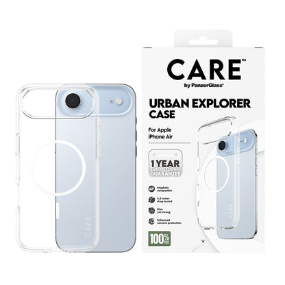 Custodia MagSafe per Apple iPhone 17 Air, PanzerGlass, Care Urban Explorer, Trasparente Bianca