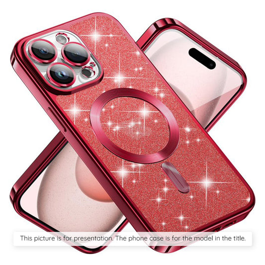 Custodia MagSafe per Apple iPhone 17 Air, Techsuit, Luxury Glitter, Rossa