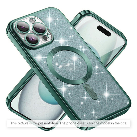 Custodia MagSafe per Apple iPhone 17 Air, Techsuit, Luxury Glitter, Verde Chiaro
