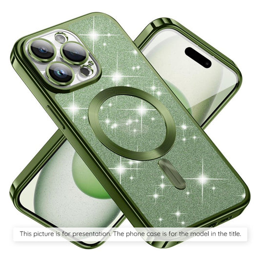 Custodia MagSafe per Apple iPhone 17 Air, Techsuit, Luxury Glitter, Verde Scuro