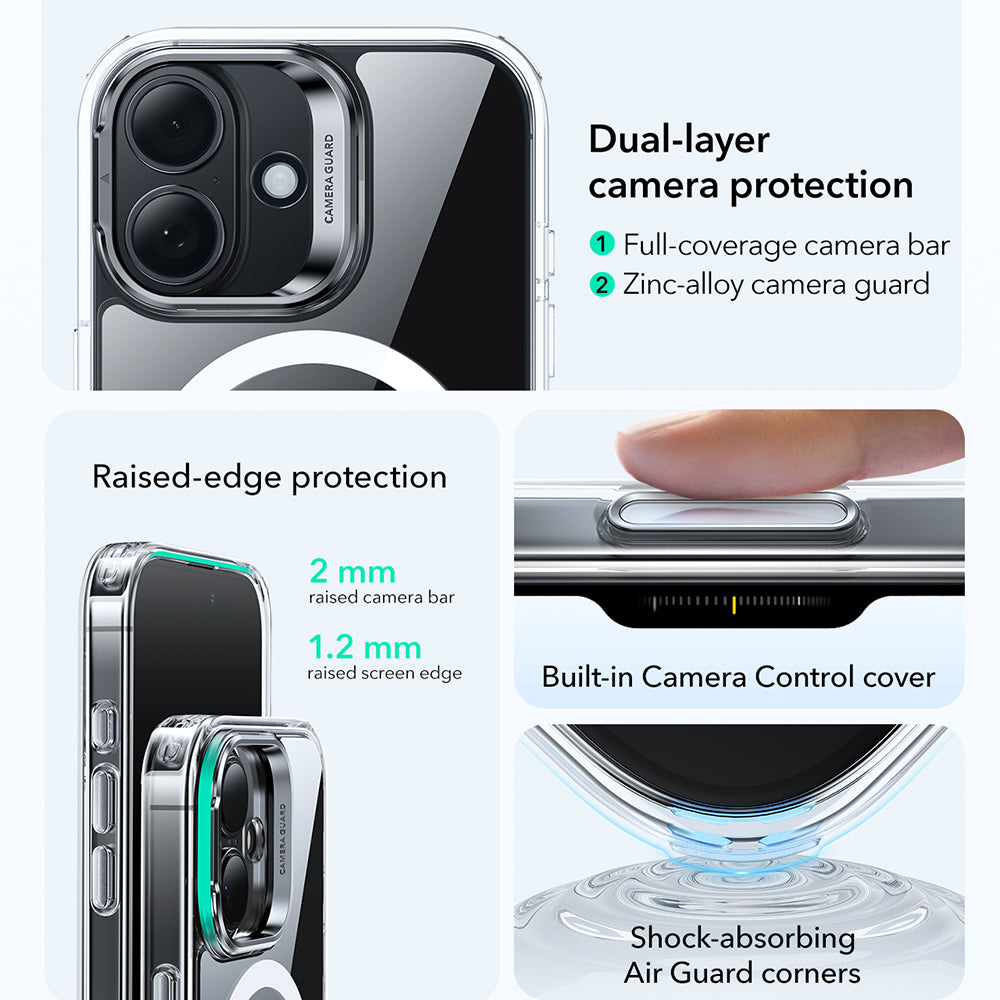 Custodia MagSafe per Apple iPhone 17, ESR, Classic Hybrid Kickstand, Trasparente