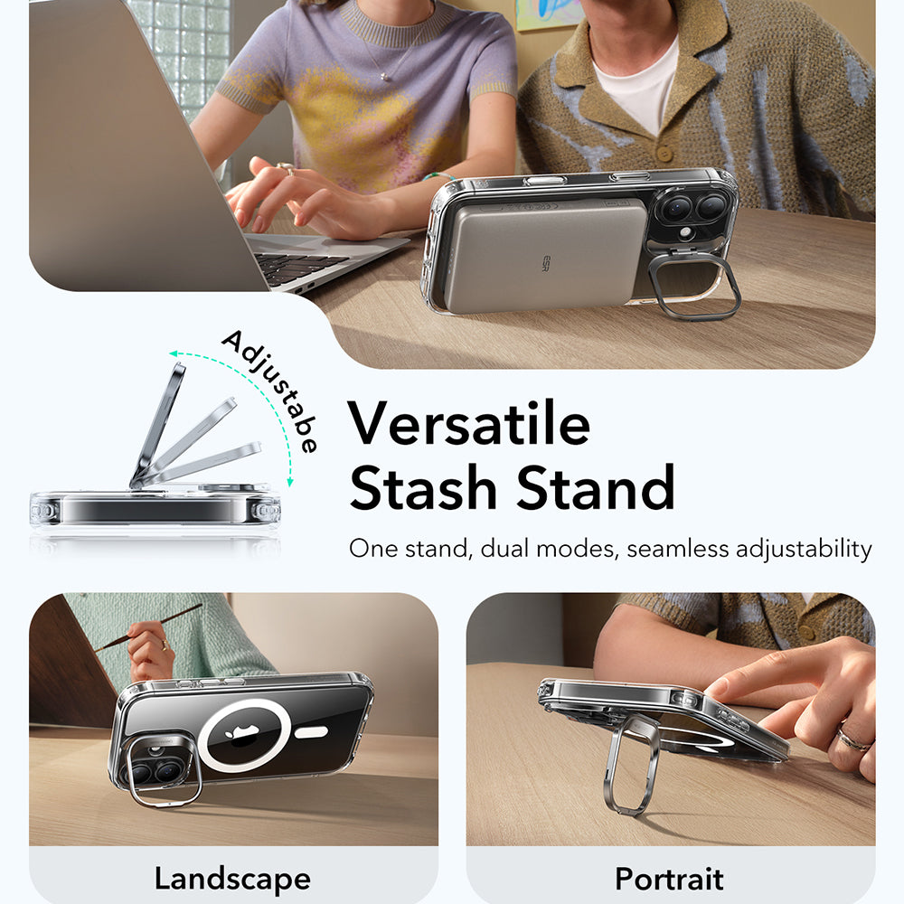 Custodia MagSafe per Apple iPhone 17, ESR, Classic Hybrid Kickstand, Trasparente