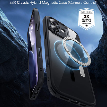 Custodia MagSafe per Apple iPhone 17, ESR, Classic Hybrid, Nera Trasparente