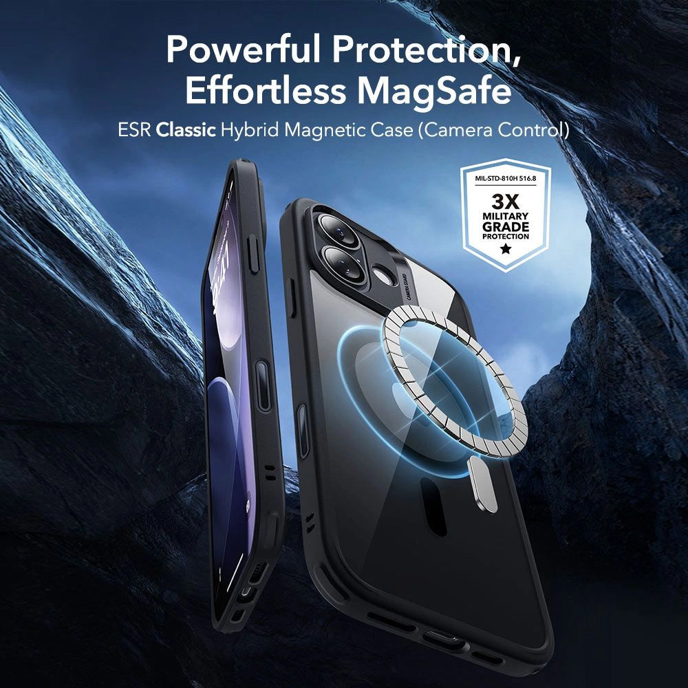 Custodia MagSafe per Apple iPhone 17, ESR, Classic Hybrid con Protezione Schermo, Nera Trasparente