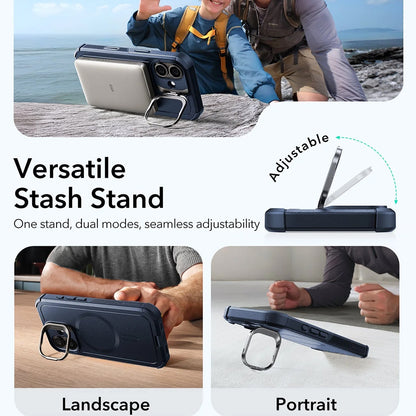 Custodia MagSafe per Apple iPhone 17, ESR, Cyber Armor Kickstand, Blu