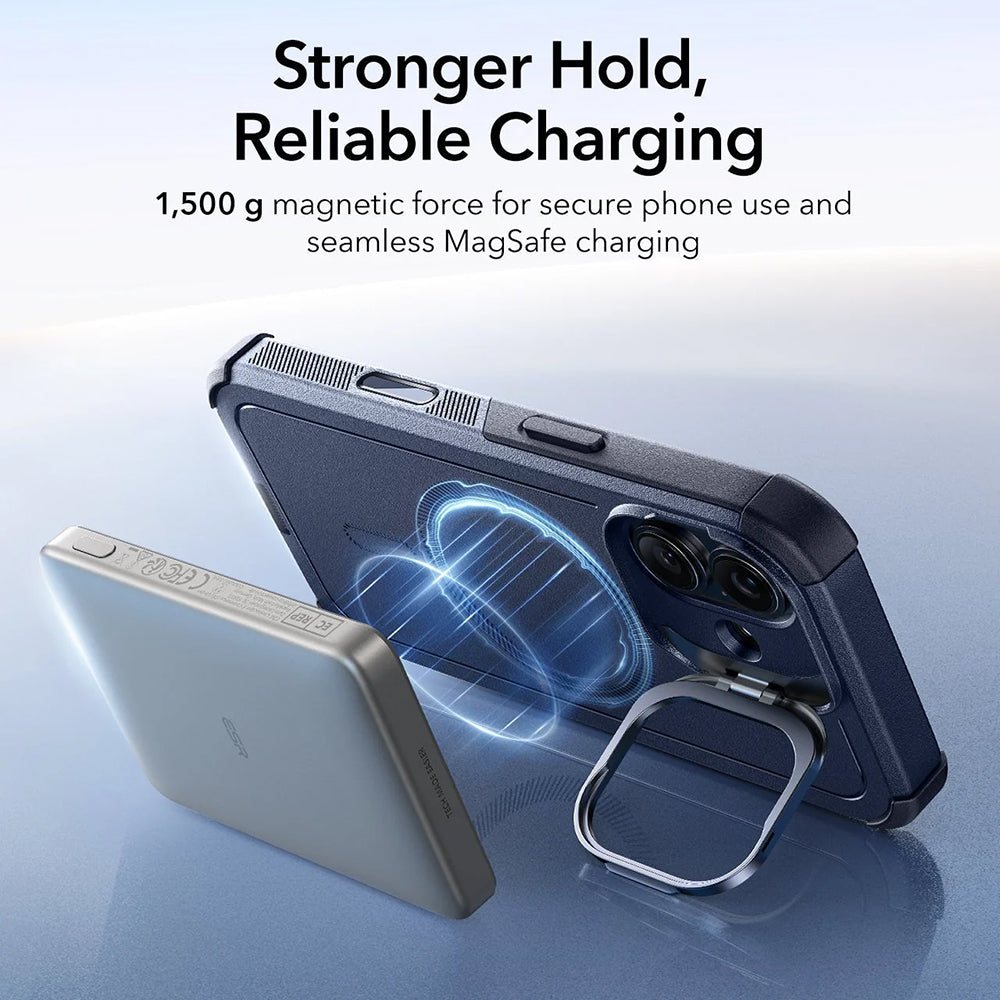 Custodia MagSafe per Apple iPhone 17, ESR, Cyber Armor Kickstand, Blu