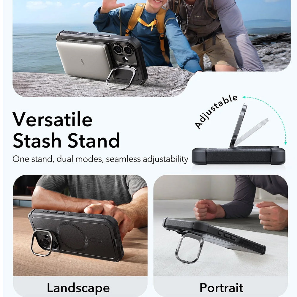 Custodia MagSafe per Apple iPhone 17, ESR, Cyber Armor Kickstand, Nera