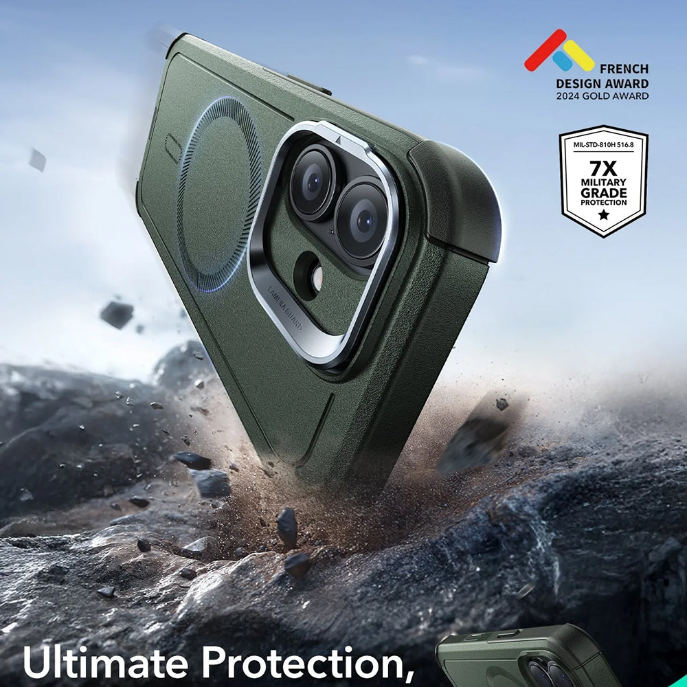 Custodia MagSafe per Apple iPhone 17, ESR, Cyber Armor Kickstand, Verde