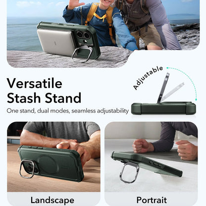 Custodia MagSafe per Apple iPhone 17, ESR, Cyber Armor Kickstand, Verde