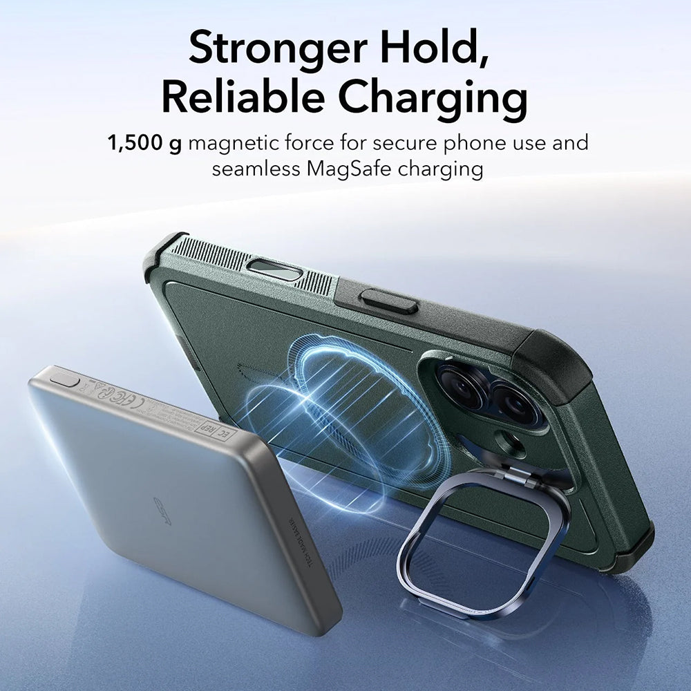 Custodia MagSafe per Apple iPhone 17, ESR, Cyber Armor Kickstand, Verde