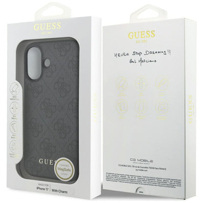 Custodia MagSafe per Apple iPhone 17, Guess, 4G Charm Cradle, Nera