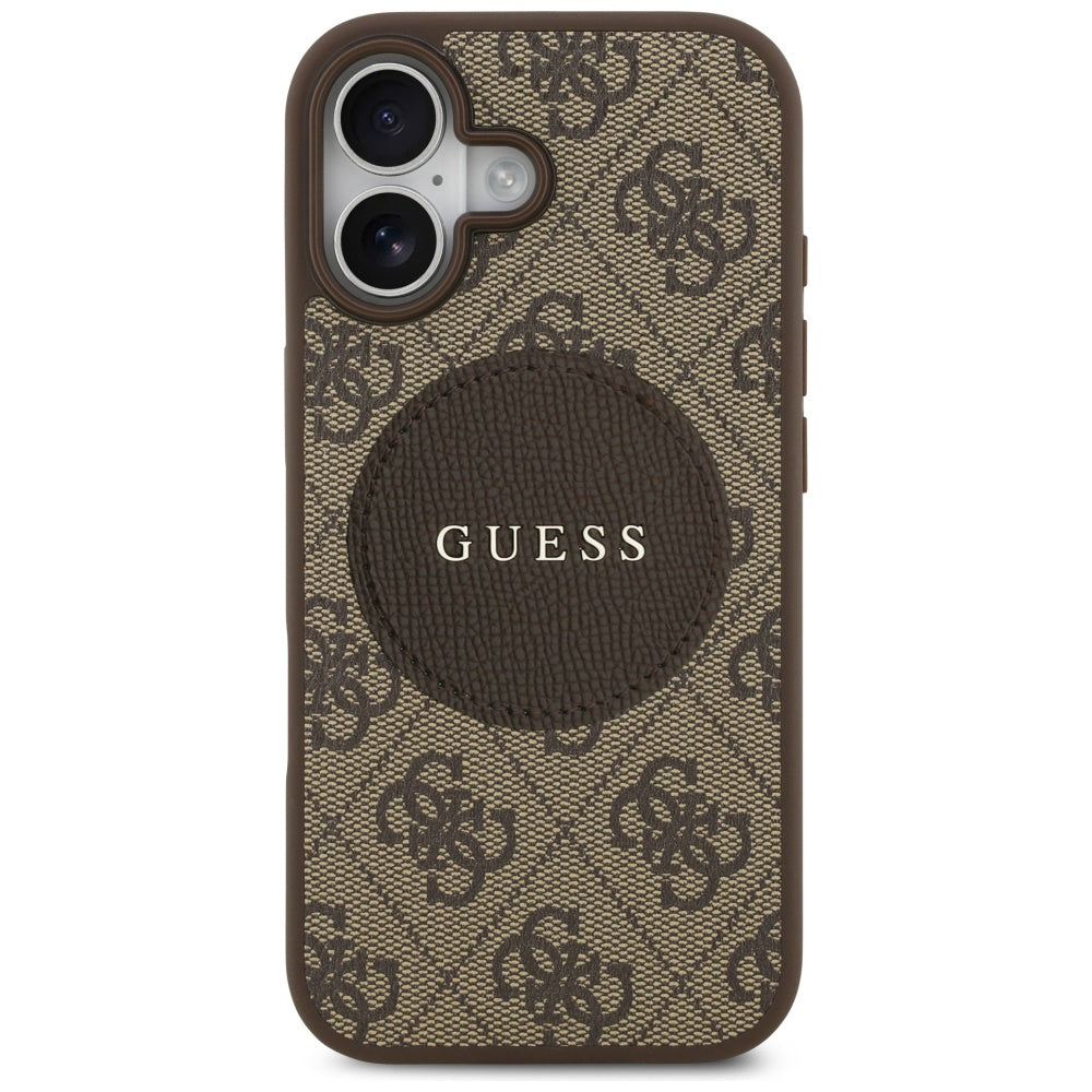 Custodia MagSafe per Apple iPhone 17, Guess, 4G Circle Classic Logo, Marrone