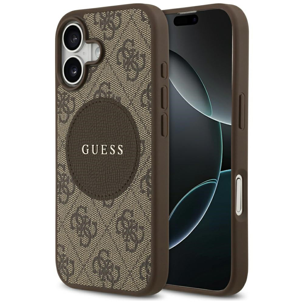 Custodia MagSafe per Apple iPhone 17, Guess, 4G Circle Classic Logo, Marrone