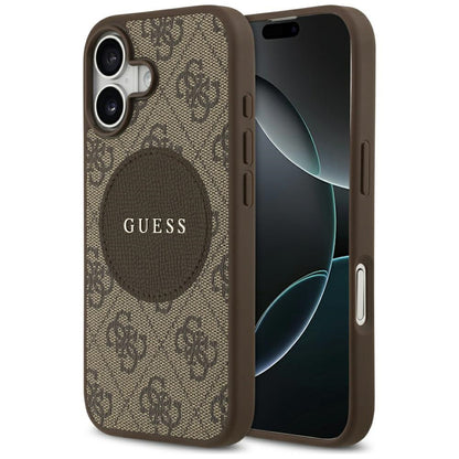 Custodia MagSafe per Apple iPhone 17, Guess, 4G Circle Classic Logo, Marrone