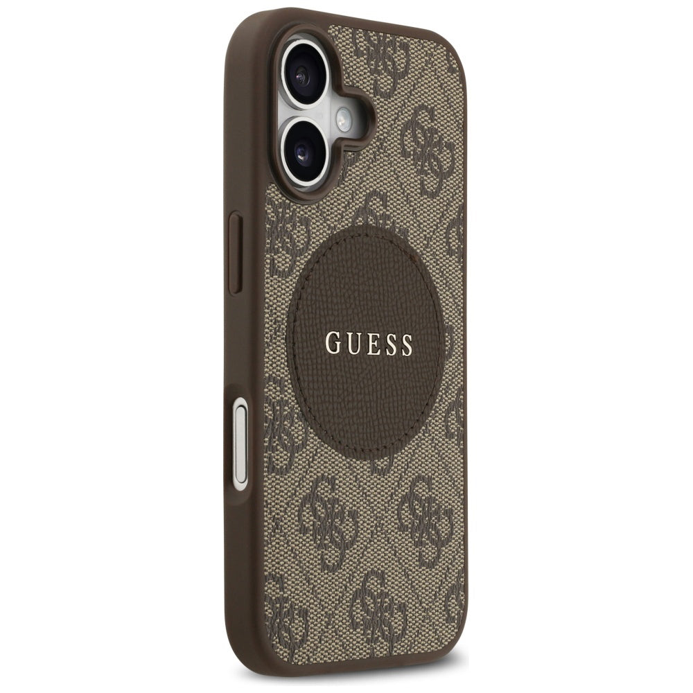 Custodia MagSafe per Apple iPhone 17, Guess, 4G Circle Classic Logo, Marrone