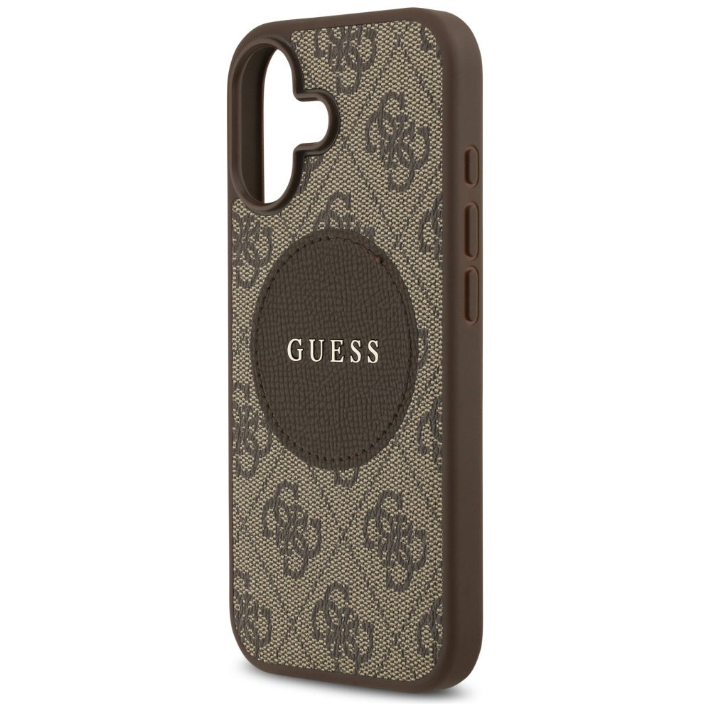 Custodia MagSafe per Apple iPhone 17, Guess, 4G Circle Classic Logo, Marrone