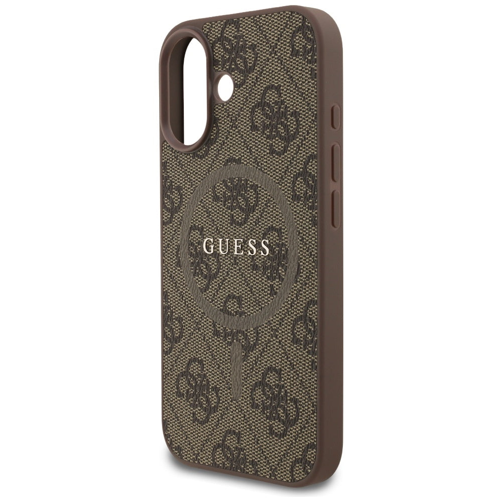 Custodia MagSafe per Apple iPhone 17, Guess, 4G Ring Classic Logo, Marrone