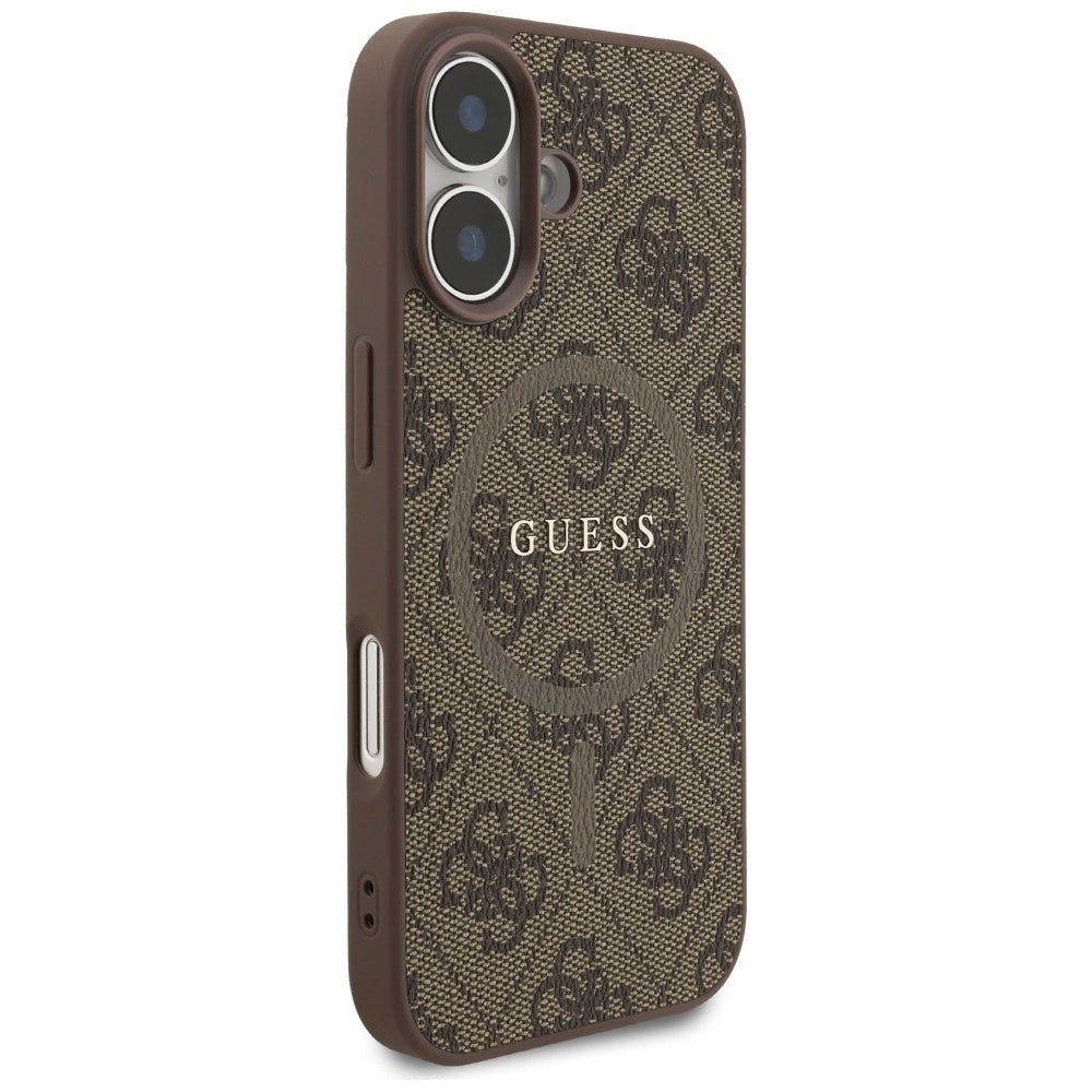Custodia MagSafe per Apple iPhone 17, Guess, 4G Ring Classic Logo, Marrone