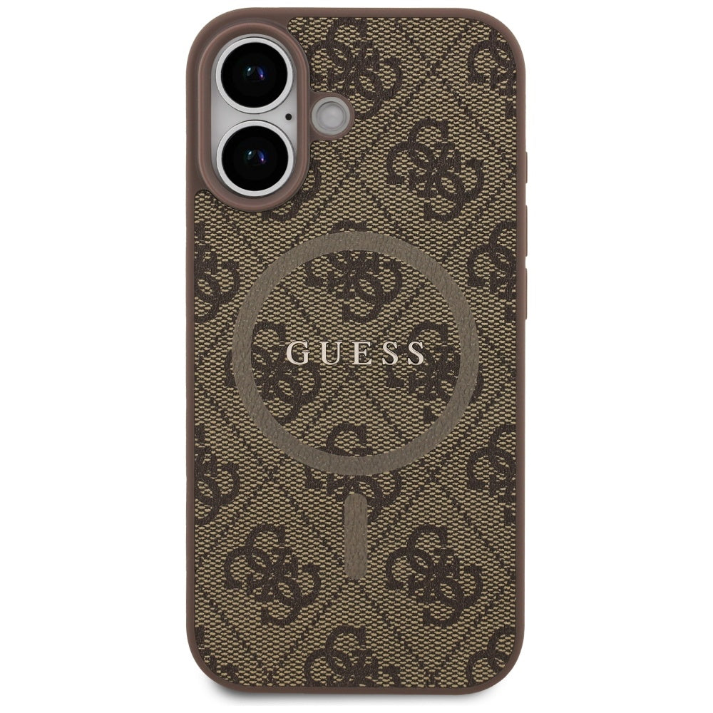 Custodia MagSafe per Apple iPhone 17, Guess, 4G Ring Classic Logo, Marrone