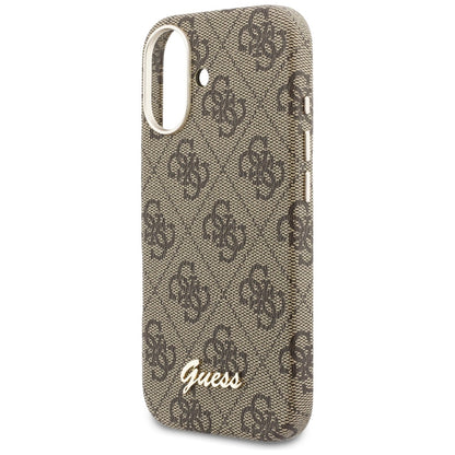 Custodia MagSafe per Apple iPhone 17, Guess, 4G Script Logo, Marrone