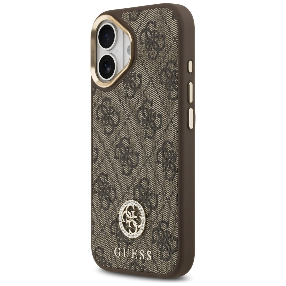Custodia MagSafe per Apple iPhone 17, Guess, 4G Strass Logo, Marrone