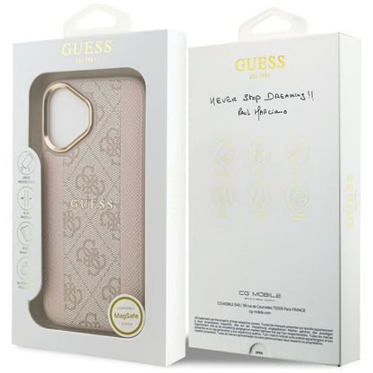 Custodia MagSafe per Apple iPhone 17, Guess, 4G Stripe, Rosa