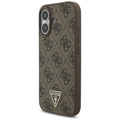 Custodia MagSafe per Apple iPhone 17, Guess, 4G Triangle Logo Cord Strap, Marrone