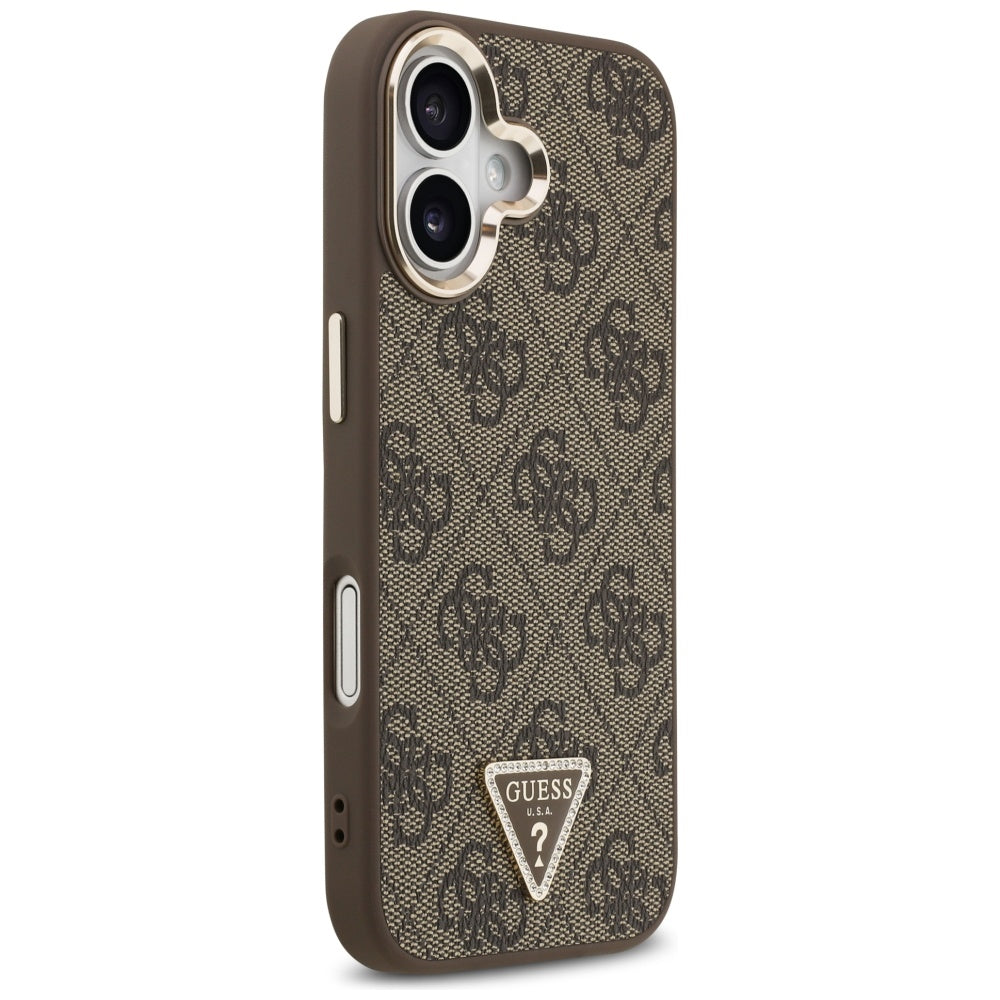 Custodia MagSafe per Apple iPhone 17, Guess, Logo Triangolo 4G, Marrone Dorato