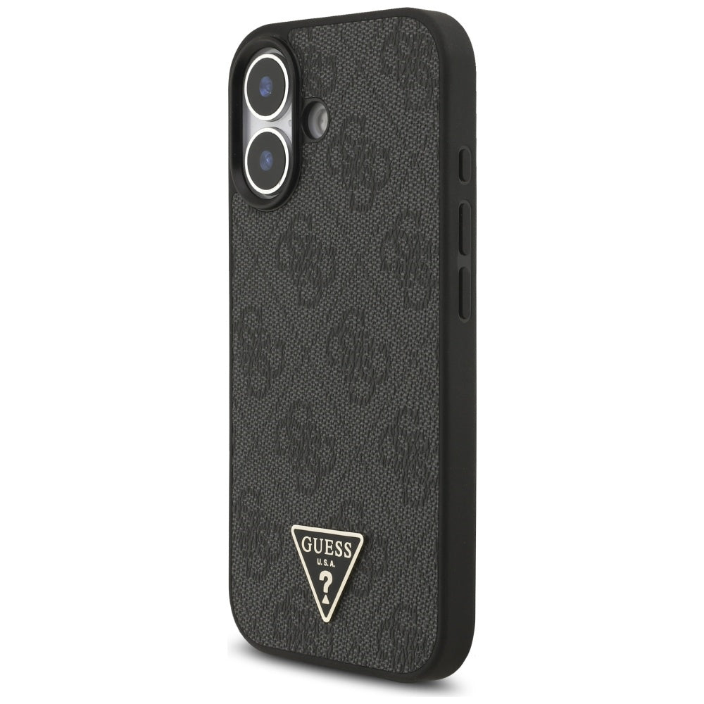 Custodia MagSafe per Apple iPhone 17, Guess, Logo Triangolo 4G con Cinturino, Nera