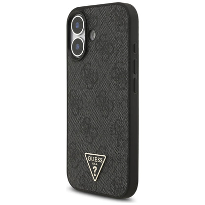 Custodia MagSafe per Apple iPhone 17, Guess, Logo Triangolo 4G con Cinturino, Nera