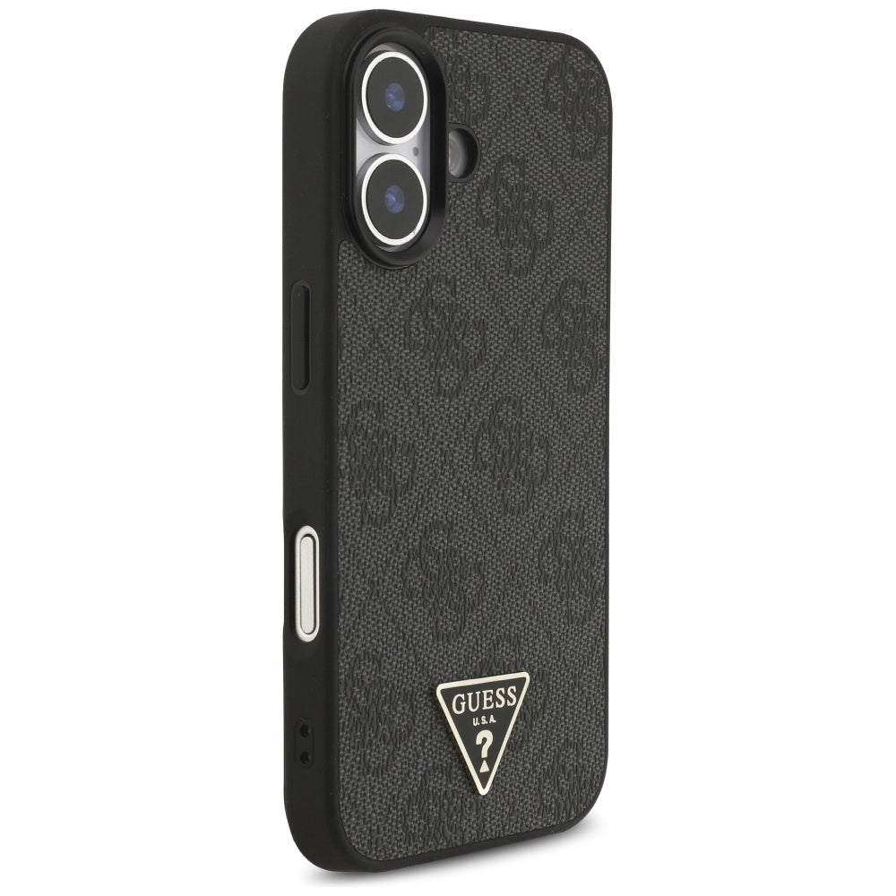 Custodia MagSafe per Apple iPhone 17, Guess, Logo Triangolo 4G con Cinturino, Nera