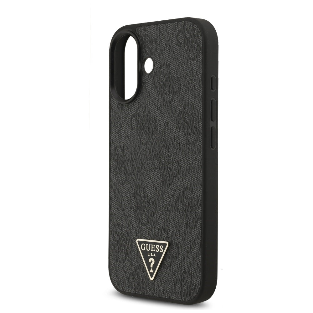 Custodia MagSafe per Apple iPhone 17, Guess, Logo Triangolo 4G con Cinturino, Nera