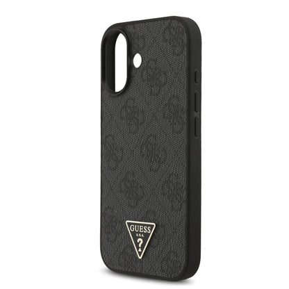 Custodia MagSafe per Apple iPhone 17, Guess, Logo Triangolo 4G con Cinturino, Nera