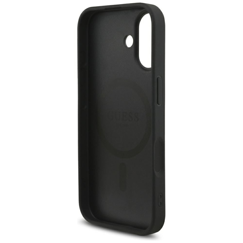 Custodia MagSafe per Apple iPhone 17, Guess, Logo Triangolo 4G con Cinturino, Nera
