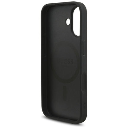Custodia MagSafe per Apple iPhone 17, Guess, Logo Triangolo 4G con Cinturino, Nera