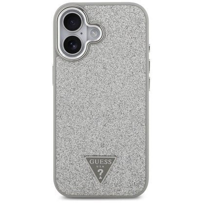 MagSafe Case for Apple iPhone 17, Guess, Glitter Triangle Logo, Silver