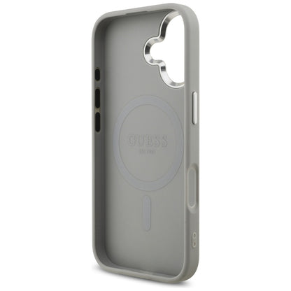 MagSafe Case for Apple iPhone 17, Guess, Glitter Triangle Logo, Silver