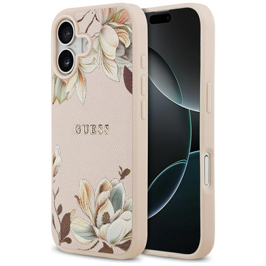 MagSafe Case for Apple iPhone 17, Guess, Grained Flowers, Pink
